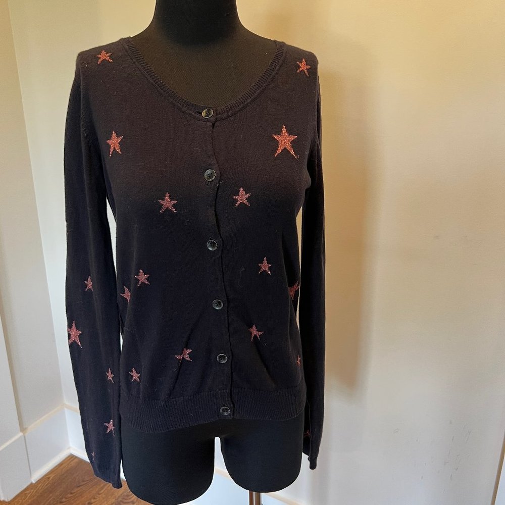 Maison Scotch button front cardigan star pattern sz 1